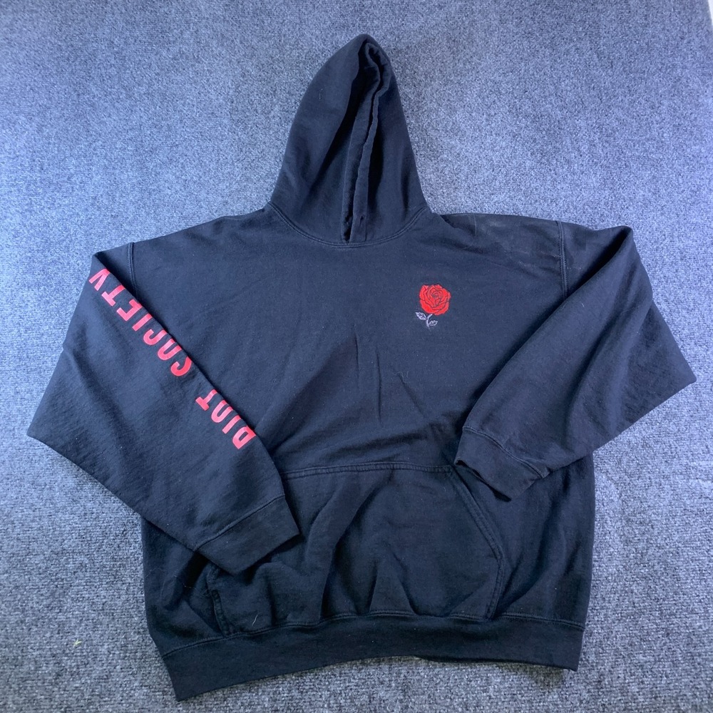 Riot Society Hoodie Womens XL Black Graphic Rose Fleece Lined Cotton Made in USA